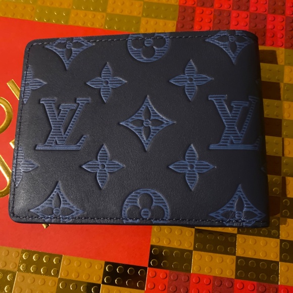 Louis Vuitton multiple vachette leather monogram shadow navy blue wallet. RARE! - Picture 3 of 6